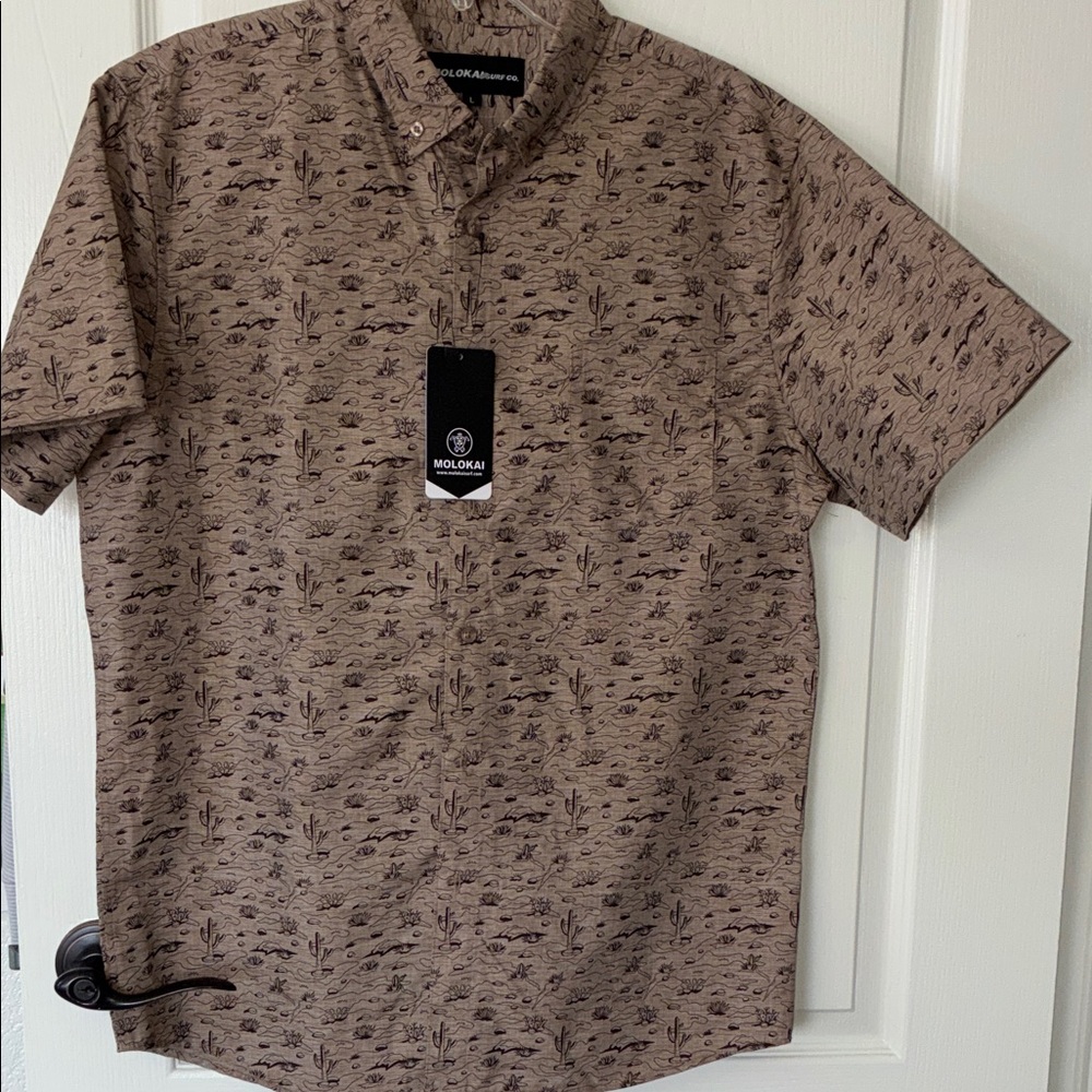 Molokai Men's Casual Brown Patterned Shirt